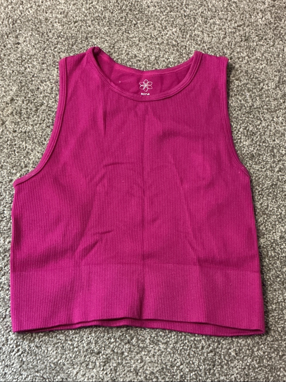 Aura Ribbed Cropped Tank Top - Fuchsia Pink
